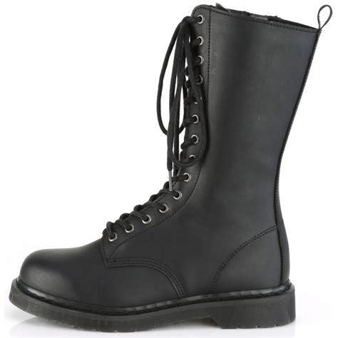 Bolt Mens Black Combat Mid Calf Boot Vegan Leather Combat Boots