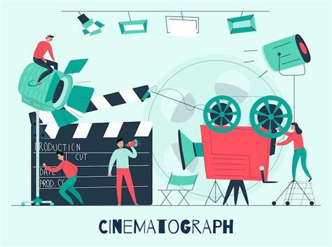 Composition De Cinéma Avec Studio De Cinéma Et équipe De Tournage Au