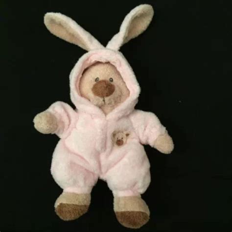 Ty Bear Pink Bunny Suit Pluffies Love To Baby Pink Pajamas Removable