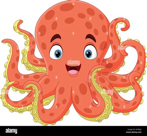 Cartoon happy octopus on white background Stock Vector Image & Art - Alamy