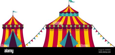 Circus Tents Red Stripes Carnival Marquee With Flags Stock Vector