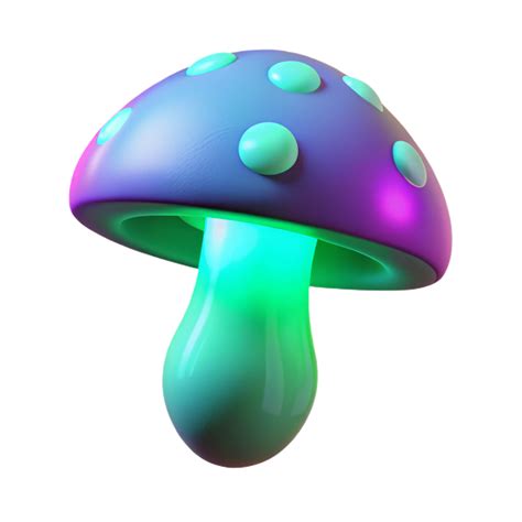 Glowing Mushroom 3D Render Psychedelic Fungi Art 55850019 PNG