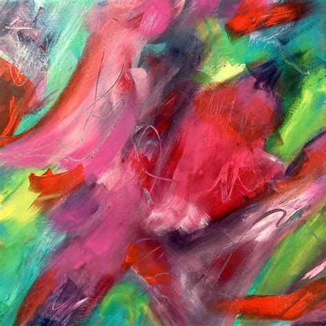 Pink In Summer Time An Abstract Expressive Acrylic Painting 16x16x1