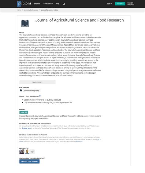 Agricultural Science Journals Food Research Journals