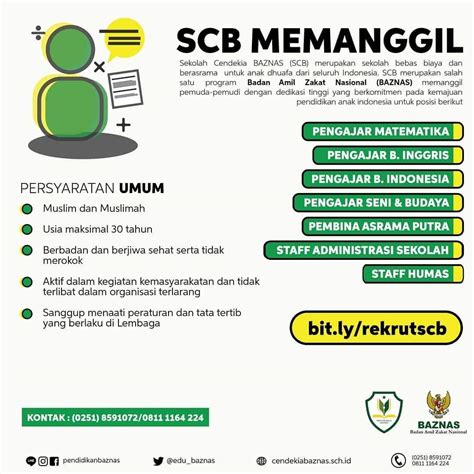 Lowongan Kerja Pengajar Dan Staff Sekolah Cendekia Baznas AtmaGo