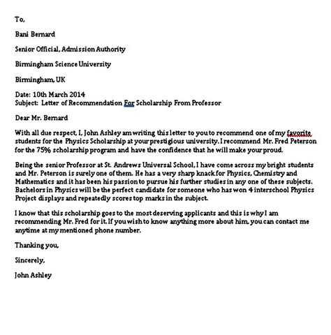 Scholarship Recommendation Letter Sample Pdf Word Mous Syusa