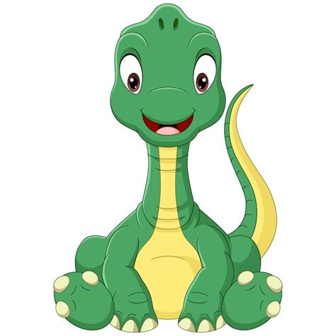 Premium Vector Cartoon Baby Brachiosaurus Dinosaur Sitting