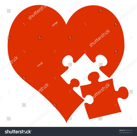 Red Heart And Missing Piece Stock Vector Illustration 94556113 Shutterstock