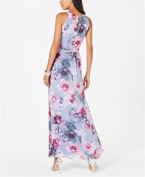 Sl Fashions Floral And Metallic Maxi Dress Macys