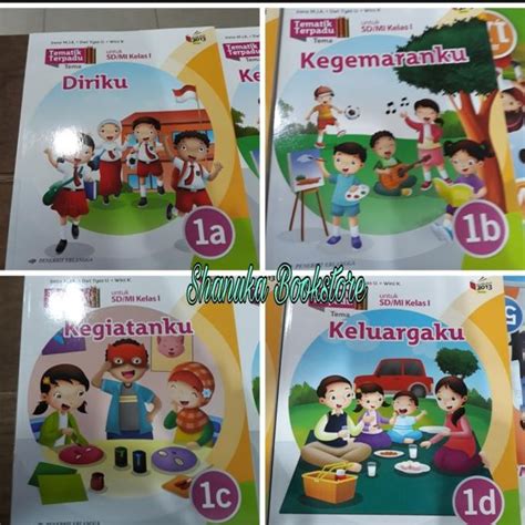 Jual PAKET BUKU TEMATIK TERPADU SD MI KELAS 1 JILID A B C D K13