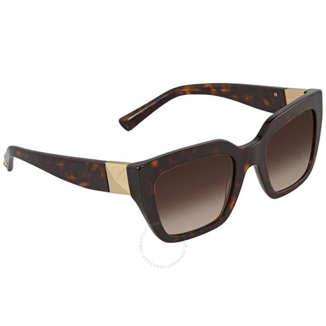 Valentino Garavani Gradient Brown Square Ladies Sunglasses Va4097 500213 52 8056597526623