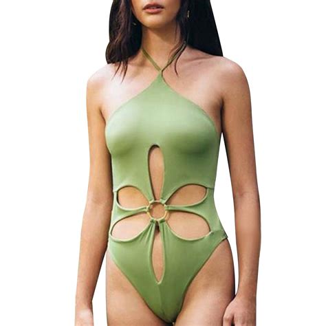 Qiyuancai Womens Swimsuits Tummy Control Bikini Hollowed Out Hanging