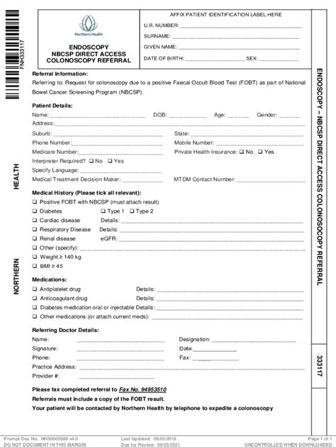 Fillable Online AFFIX PATIENT IDENTIFICATION LABEL HERE U R NUMBER