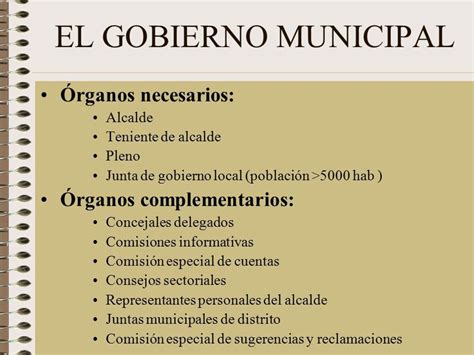 La Organizaci N Municipal Rganos Necesarios Y Complementarios En