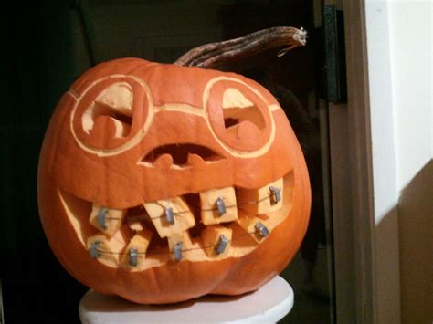 Pumpkin W Braces And Glasses Get Creative With Your Pumpkin Carving This Year Pumpkin