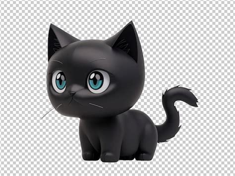 Gato Preto Bonito Em D Psd Premium