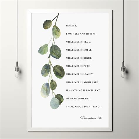 Philippians 48 Wall Art Bible Verse Print Botanical Scripture Wall A