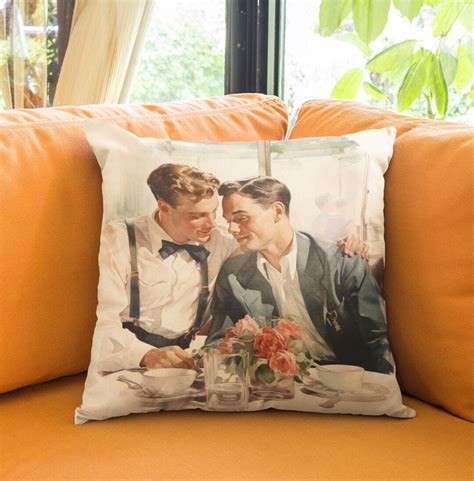 1940s Gay Pillow Romantic Pillow With Cover LGBTQ Gifts Gift For Him Gay Gifts Queer Themed