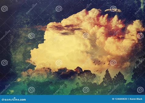 Grungy Thunderhead Storm Cloud at Sunset Stock Photo - Image of grunge ...