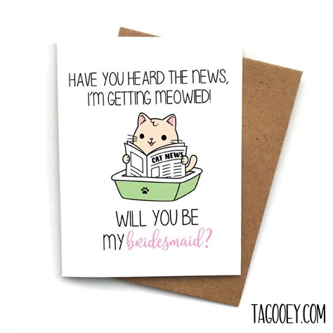 Proposal Card Funny Cat News Pun Bridesmaid Maid Of Honor Etsy