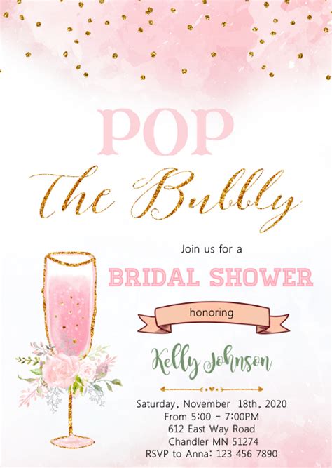 Pop The Bubbly Bridal Shower Template Postermywall