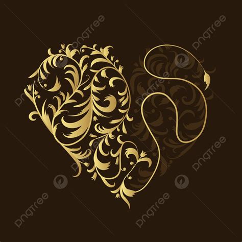 Design Your Work With A Gilded Heartshaped Floral Embellishment Vector