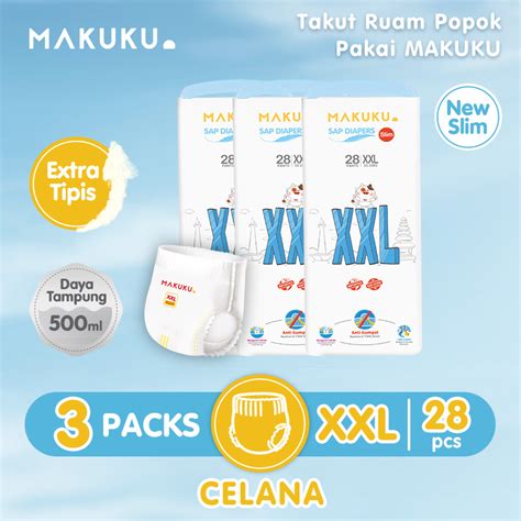 Jual Pack Makuku Sap Diapers Slim Pants Xxl X Popok Bayi Tipis