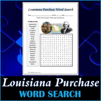 Louisiana Purchase Word Search Teaching Resources Tpt