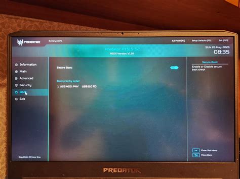 Predator Triton 500 Pt515 52 Will Not Boot From Win11 Usb Drive Need