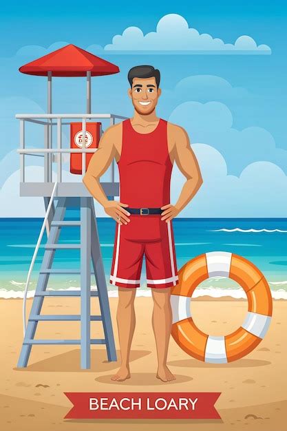 Premium Photo Beach Lifeguard Vector Flat Style Vigilance