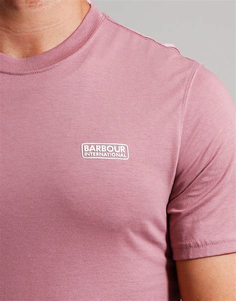 Barbour International Small Logo T Shirt Granite Pink Terraces Menswear