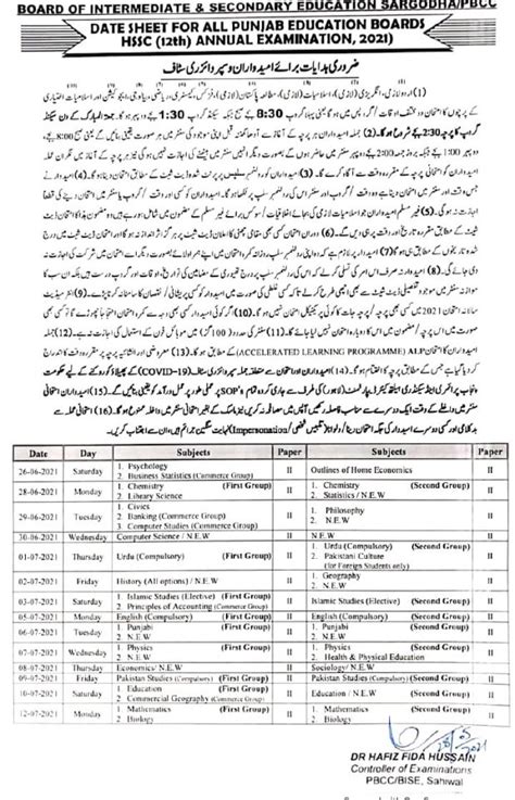 Bise 10th Class Date Sheet 2023 Schedule Of Exams Punjab Board Class 10th For All Districts