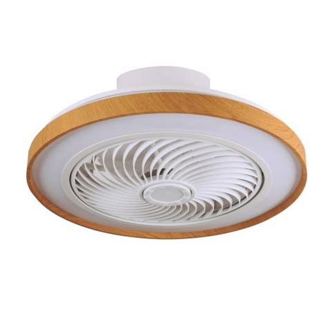 Plaf N Ventilador Cathay Dc Blanco Madera W Led Y Rejillas