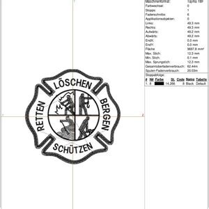 Stickdatei Feuerwehr Symbol 3 2 Größe 10x10 und 13x18Rahmen Logo