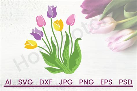 Tulips Svg Flowers Svg Dxf File Cuttable File