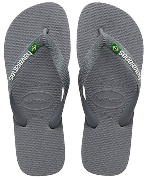 Havaianas Mens Flip Flops Brasil Logo Steel Grey Landau Store