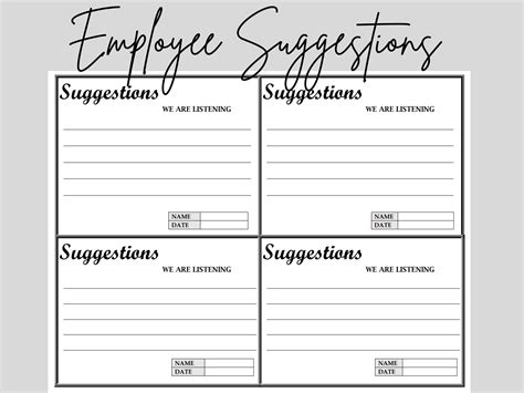 Employee Suggestion Card Templates Editable Word Form Suggestions