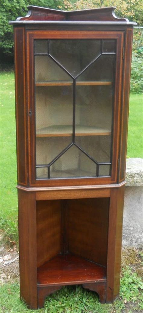 Original Edwardianische Mahagoni Massivholz Eckschrank Vitrine Antik