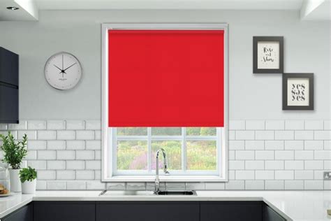 Aurora Moisture Resistant Flame Retardant Roller Blinds In Red