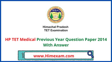 Hp Tet Medical Previous Year Question Paper With Answer Himexam