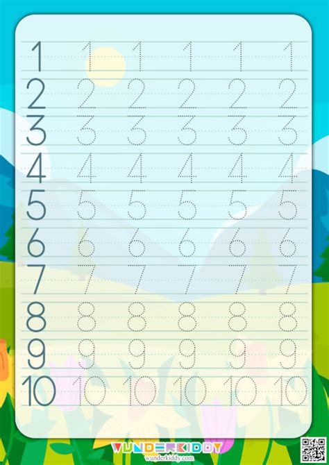 Printable Number Tracing 1 10 Pre Writing Worksheet For Preschool