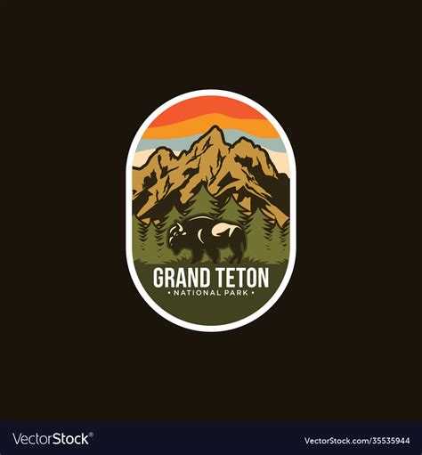 Grand Teton National Park Emblem Patch Logo Vector Image