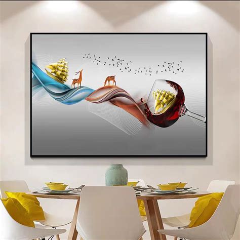 Crystal Porcelain 5D Wall Art Red Wine Glass Landscape Home Decor ...