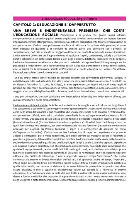 L Educazione Sociale Riassunto Completo Del Libro Leducazione