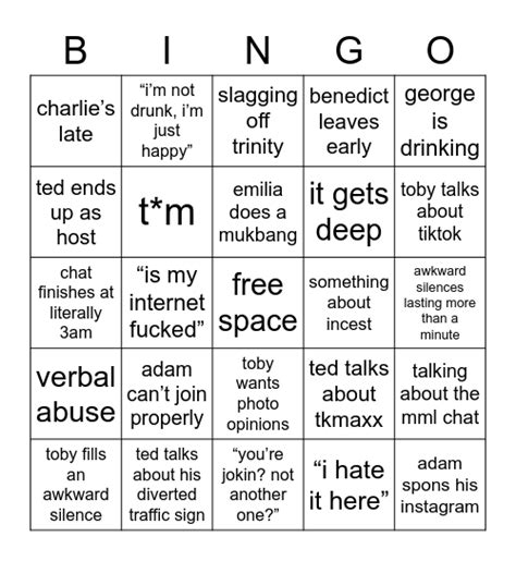 Gay Bingo Card