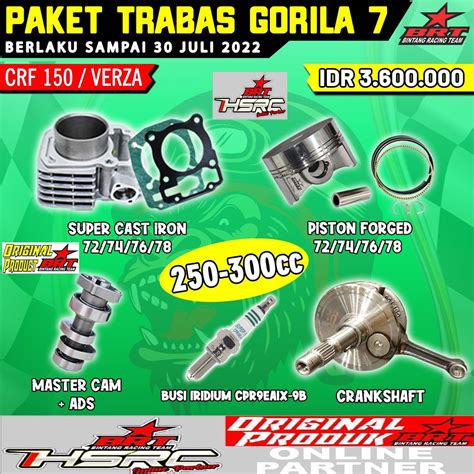 Jual PAKET BORE UP GORILLA BRT Honda CRF 150 Verza New Megapro Fi 250