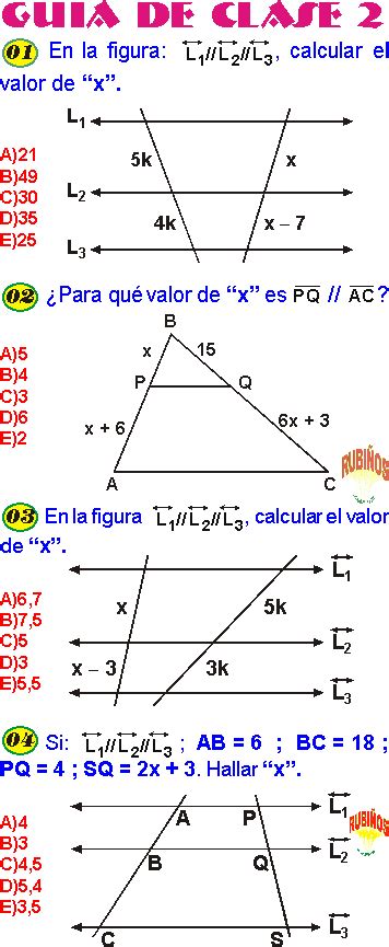 Proporcionalidad De Segmentos Teorema De Thales Ejemplos Y Ejercicios