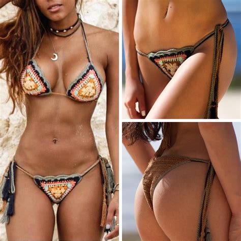 Sexy Bikini Set Women Crochet Swimsuit Bohemia Beach Micro Bikini Set