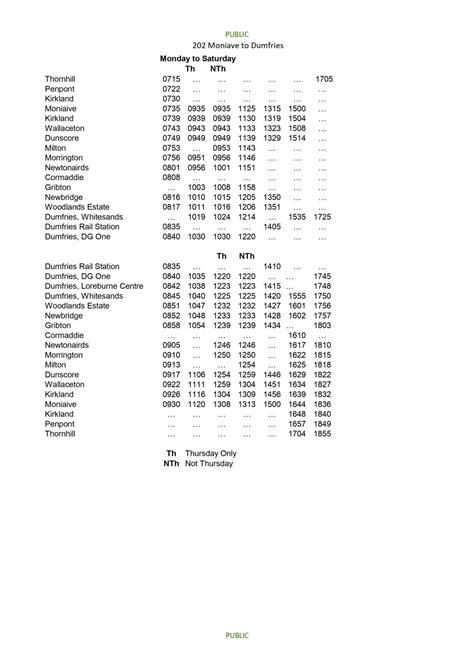 Bus Timetable – Welcome to Dunscore