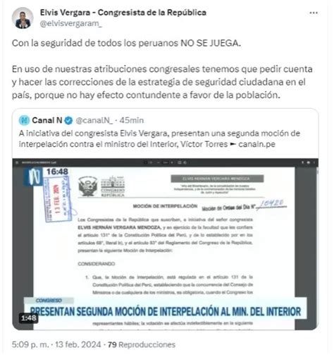 Presentan segunda moción de interpelación contra ministro d Canal N